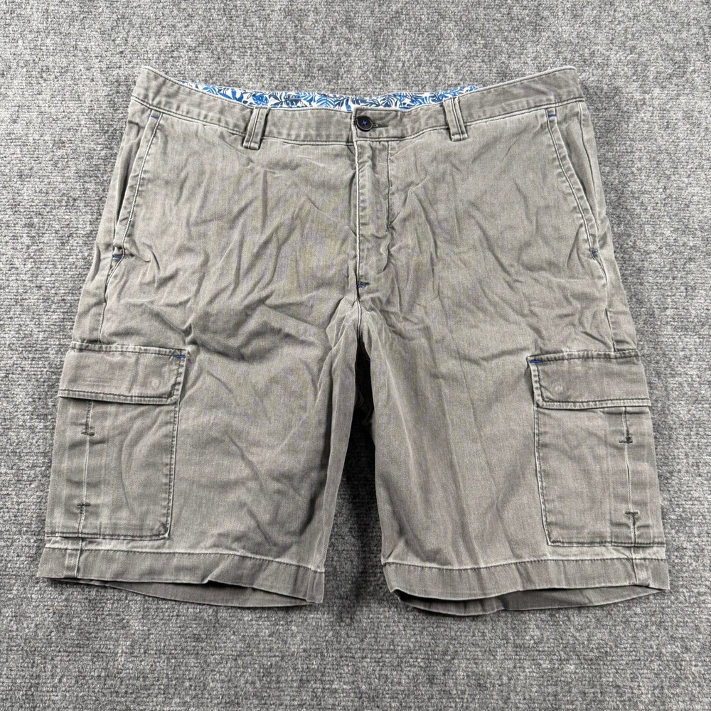 Tommy Bahama Cargo Shorts Mens 38 Gray Cotton Stretch Casual Tropical Island